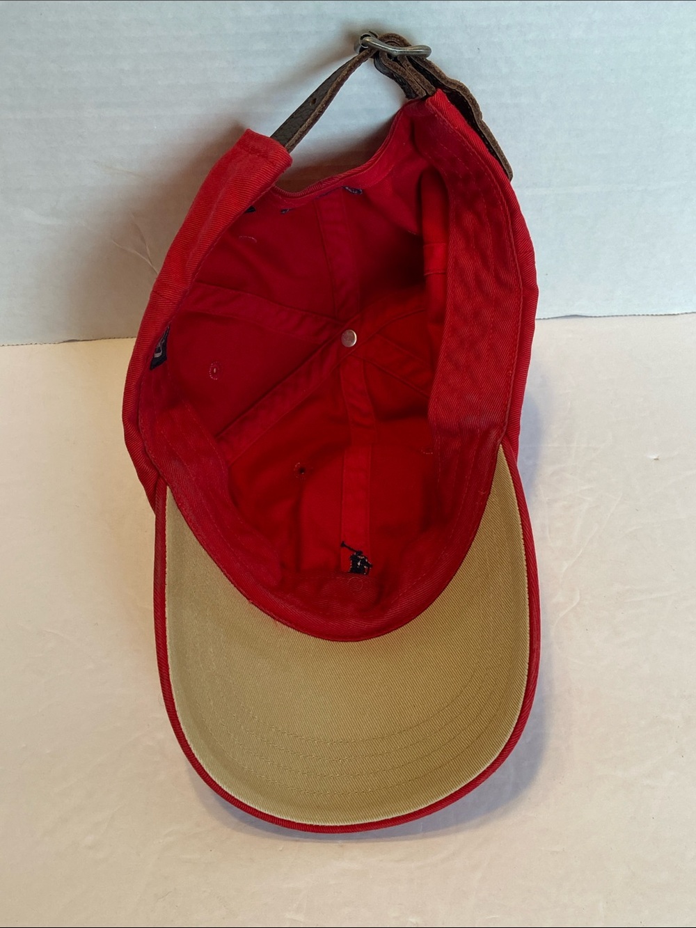 Polo Ralph Lauren Cap Spell Out Logo Golf Beach Baseball Red Navy Horse O/S - Picture 7 of 10